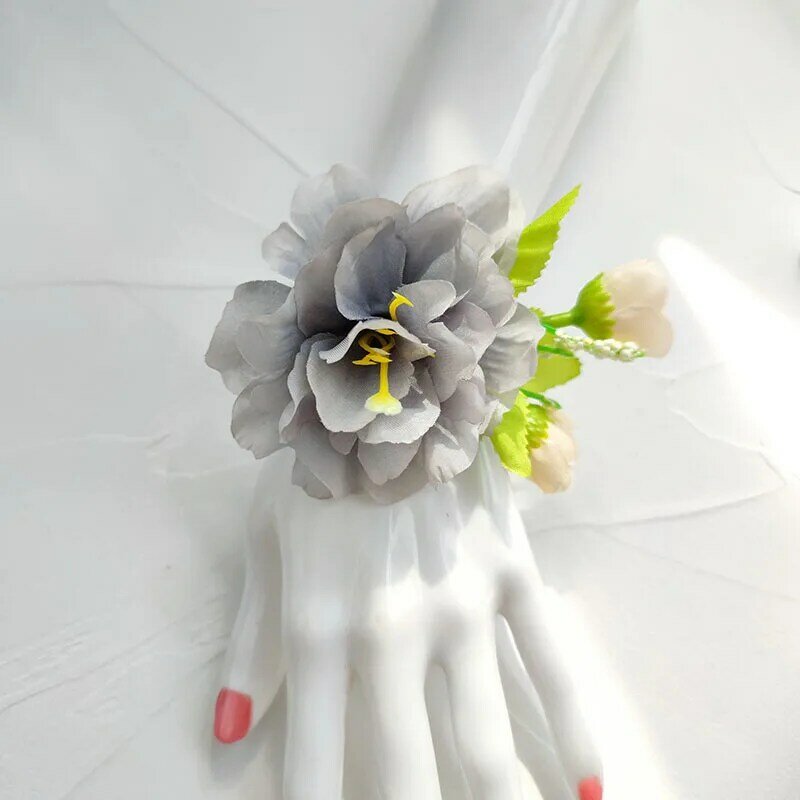 Seda Artificial Peony Corsage para Bridesmaids, Flores Do Casamento, Pulseiras De Noiva, Acessórios, Casamento Decoração Do Partido