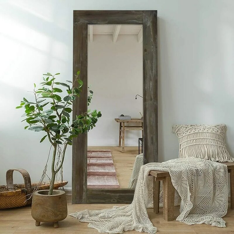 Specchio da pavimento a figura intera con struttura in bronzo lucidato ad olio, specchio da parete grande specchio da camera da letto, specchio da parete, 58 "x 24"