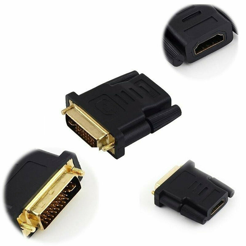 Banhado a ouro plugue macho para fêmea conversor, Monito DVI 24 + 1 para cabos adaptadores compatíveis com HDMI, 1080p para projetor HDTV