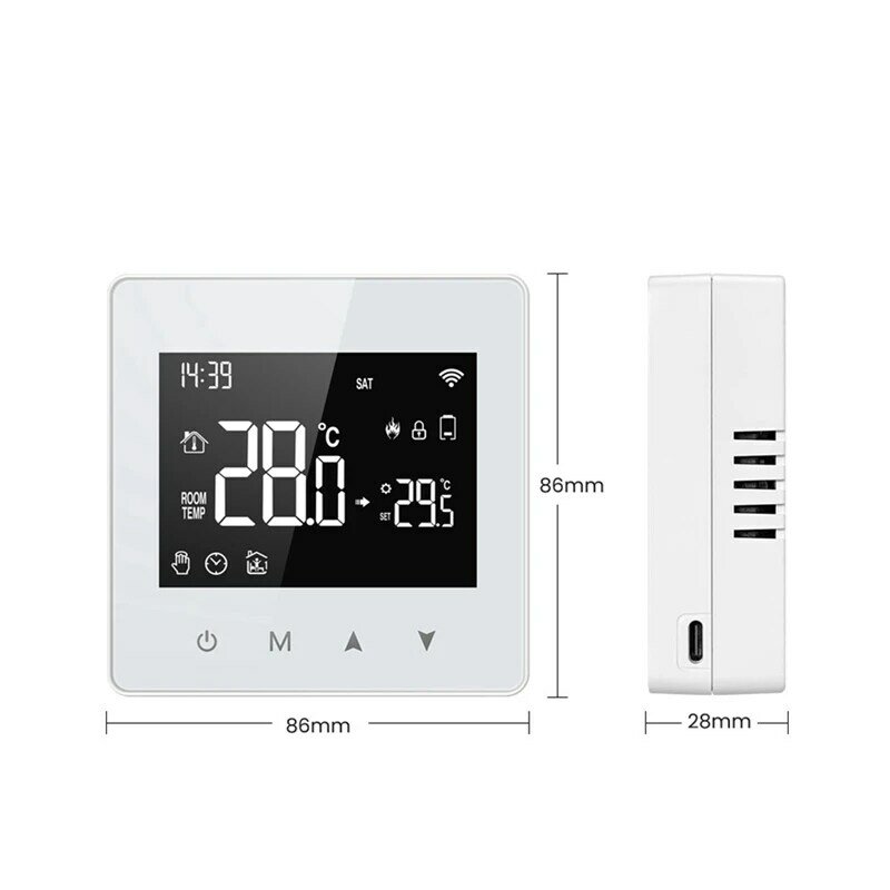 Tuya Wifi Thermostat Smart Home Battery Powered Temperature Controller For Gas Boiler Works With Voice Assistant White ABS