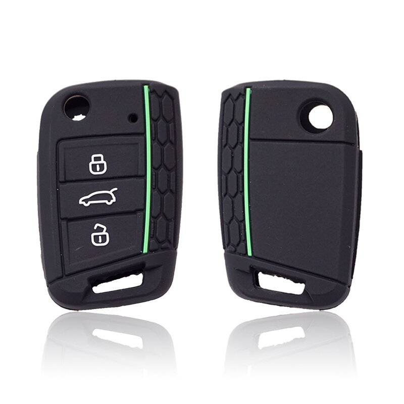 Xinyuexin Auto Schlüssel Abdeckung Silikon Fall für VW Golf 7 MK7 3 Tasten Flip Folding Remote Key Fob für Sitz für Skoda Auto Zubehör