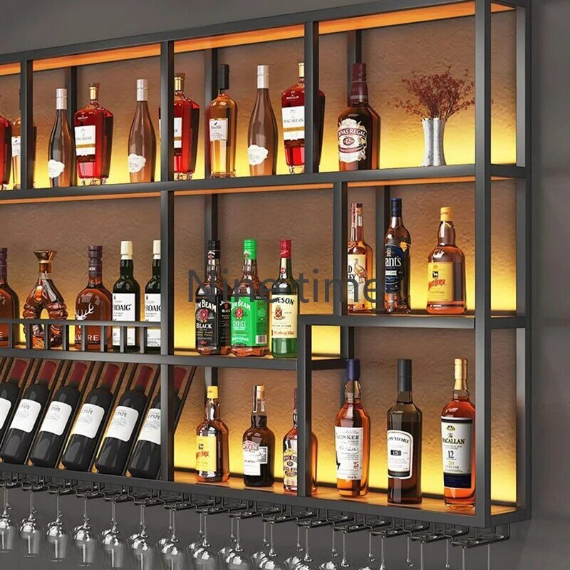 Современные коктейльные винные шкафы, промышленная настенная полка, шкаф для хранения, барный шкаф, виски, кухонный шкаф, мебель для ликера