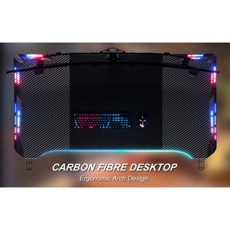 47-Zoll-Gaming-Schreibtisch mit LED-Leuchten Carbon-Oberfläche Spieltisch großer Computer tisch ergonomische Home-Office-Schreibtische