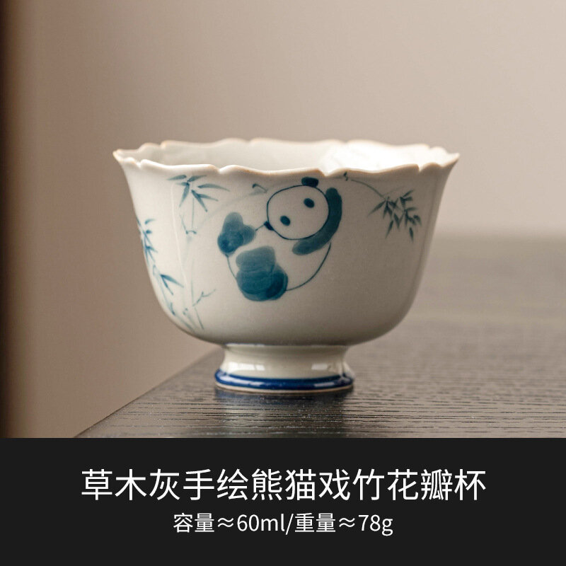 Boutique Ceramic Teacup Hand Painted Flowers Tea Bowl Chinese Tea Set Travel Portable Meditation Cup Handmade Master Teacups