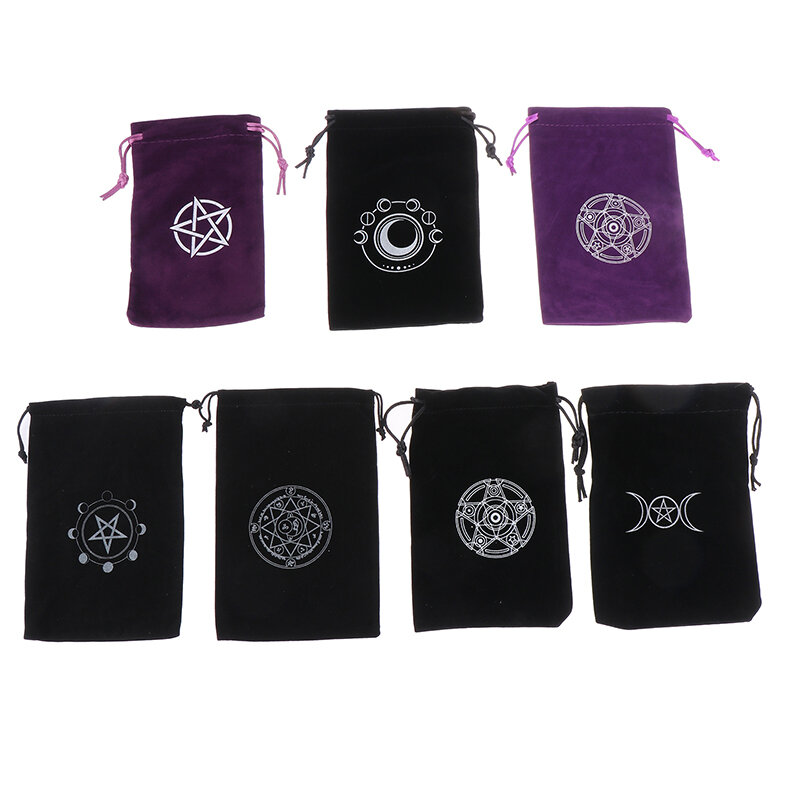 Bolsa de almacenamiento de cartas de oráculo de Tarots de terciopelo, accesorios de adivinación de brujas de constelaciones de runas, bolsa de dados de joyería con cordón, 1 unidad
