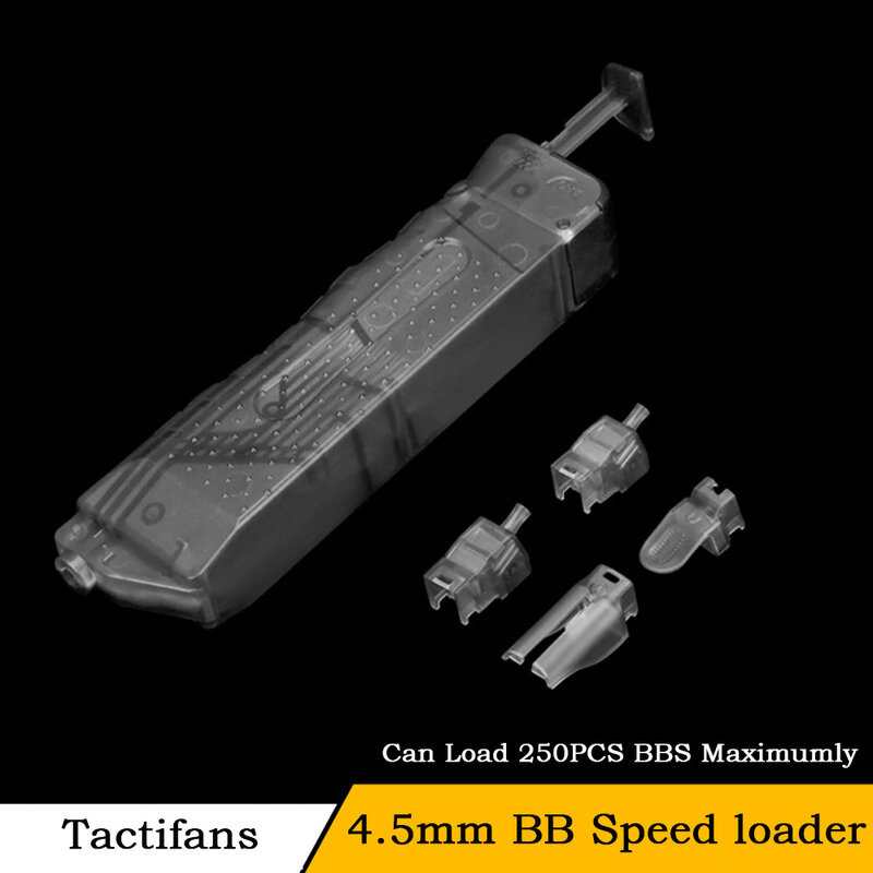 Tactifans tático airsoft plástico bb compacto speedloader 250 rodadas para 4.5mm/.177 bb carregador acessórios de paintball caça