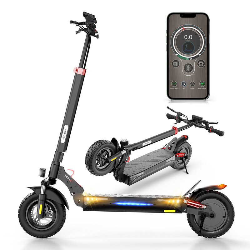 Gudang EU iScooter iX3 e skuter elektrik dewasa skateboard 10 inci Off-road peredam kejut skuter listrik lipat