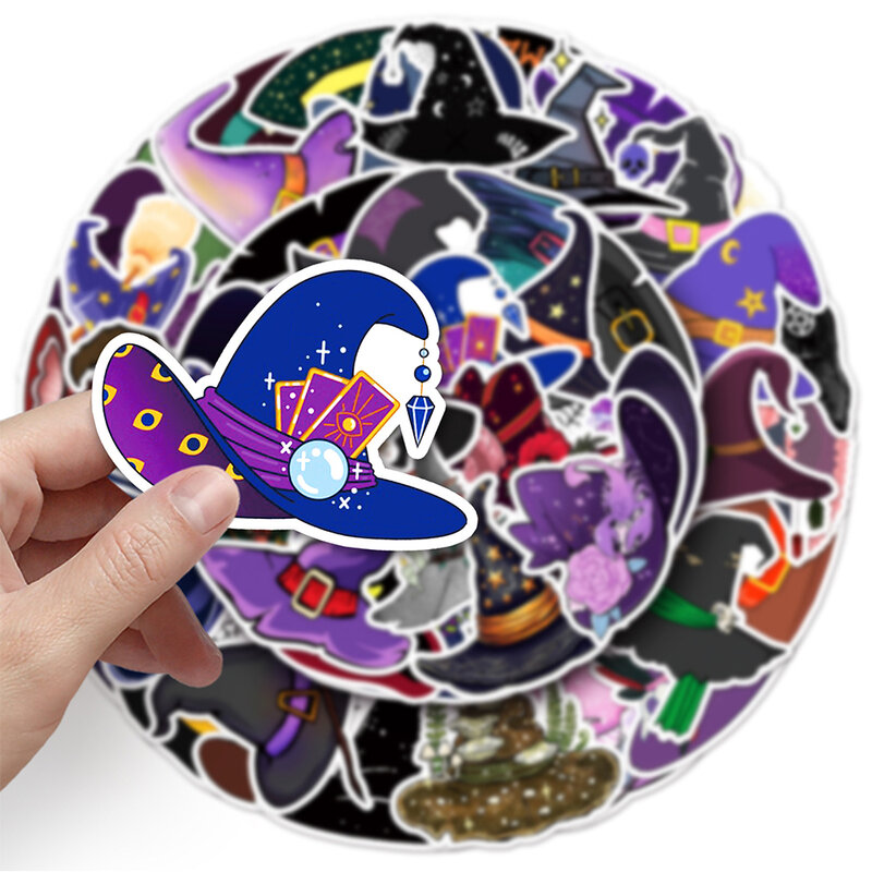 10/30/50pcs Magic Witch Hat Cartoon Stickers Funny Graffiti Sticker Phone Motorcycle Stationery Waterproof Decals for Kids Toy