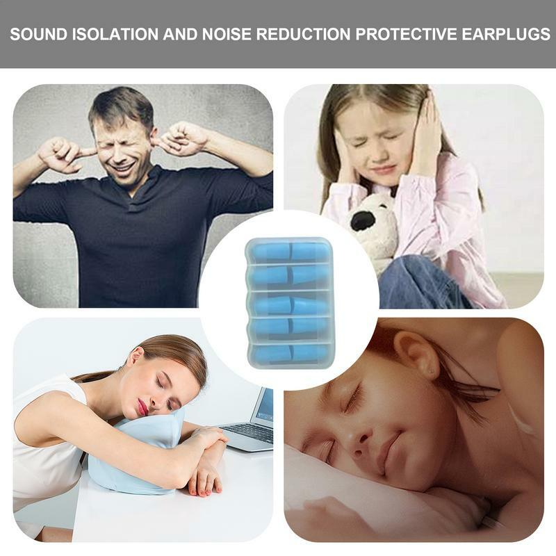 Bouchons d'oreille en éponge réutilisables pour dormir, réduction du bruit, multifonctionnel, 5 paires