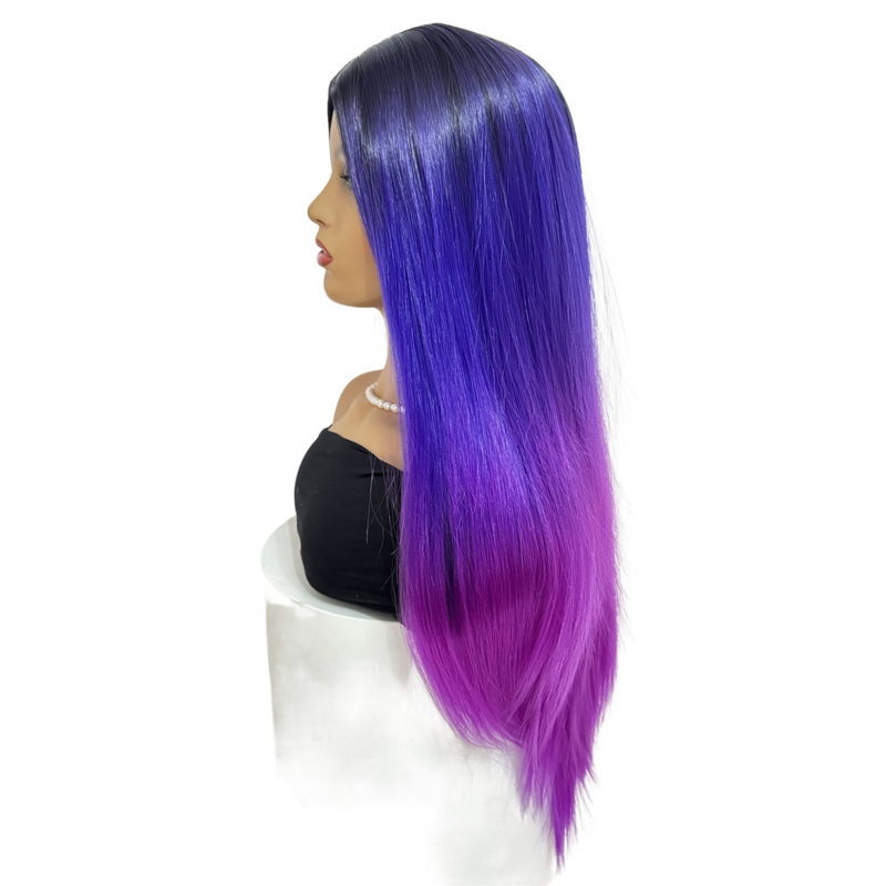 Длинные прямые синтетические парики для женщин, парик для косплея из термостойкого волокна, радуга, черного, синего, фиолетового, красного цветов