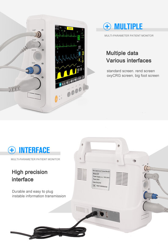 Blutdruck spo2 Pulsfrequenz Temperatur Atmung icu ccu Multi parameter Patienten monitor Multi Parameter Patienten monitor