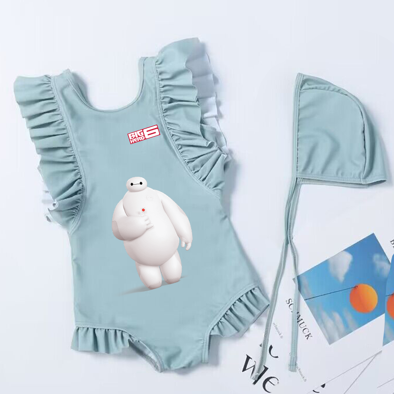 Big Hero 6 Baymax Toddler Baby Swimsuit One Piece Children Swimwear Kids Girl Bathing Suit Swim Shirts for Surfing Bathing Suit