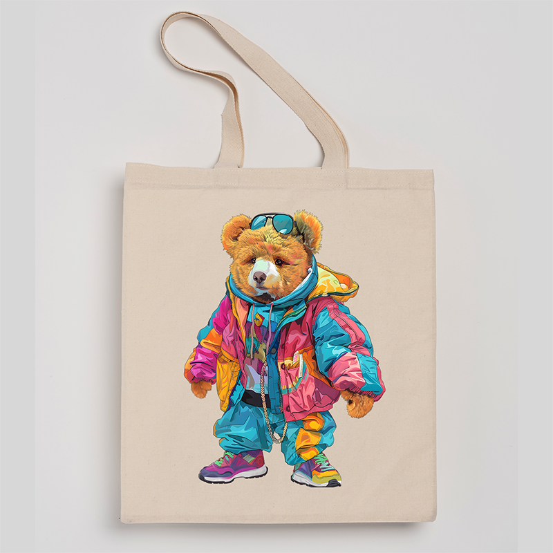 Tas bahu beruang portabel, tas belanja santai kanvas dapat dipakai ulang ramah lingkungan modis cantik