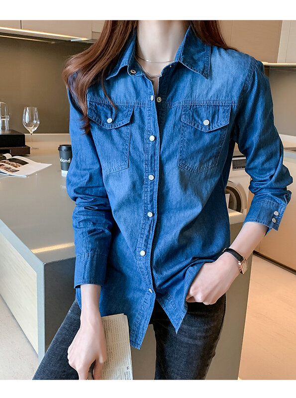 Camicia di jeans donna 2023 primavera e autunno nuova tendenza giacca camicia fondo sottile