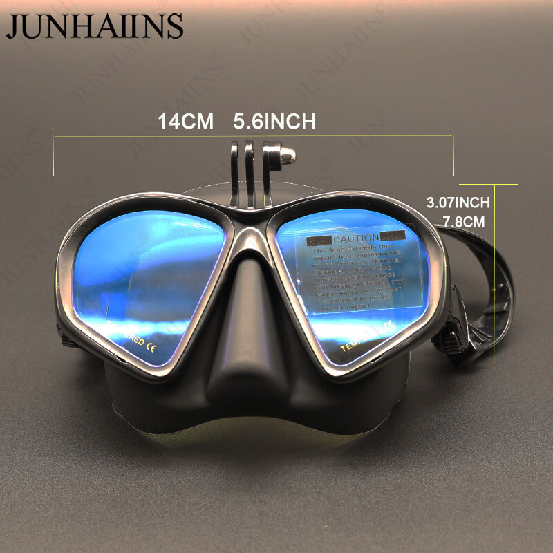 Маска для дайвинга с креплением для камеры Gopro, маска для подводного плавания с низким уровнем громкости, из закаленного стекла, J-type, Черная