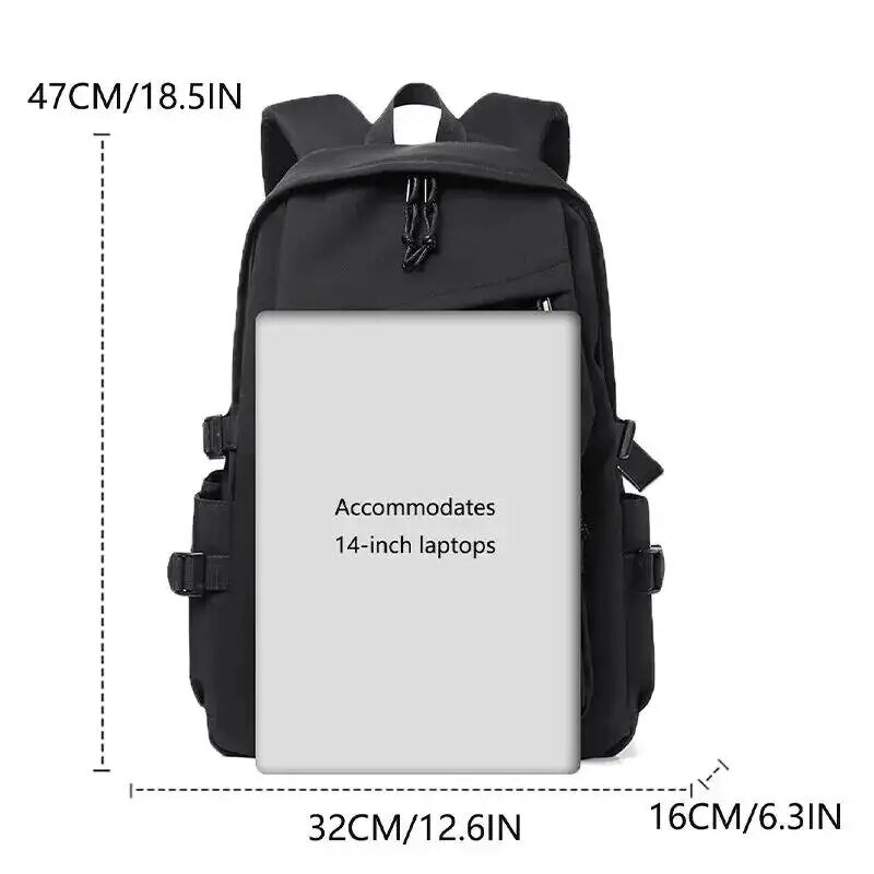 One 15 Inch Polyester Waterproof Solid Color Simple Men's Backpack Fashion Couple Student Computer Backpack
