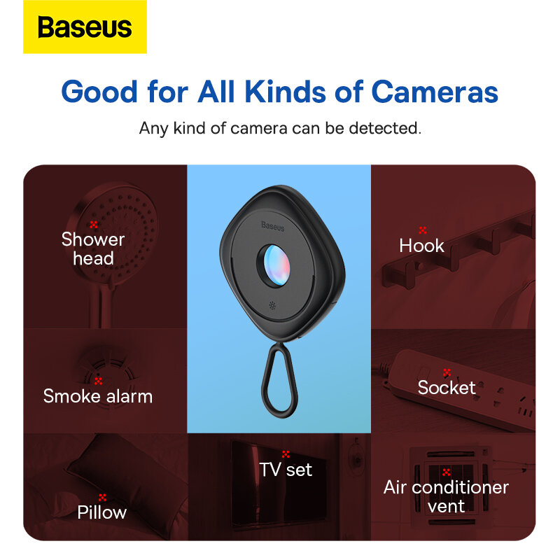 Baseus 몰래 카메라 탐지기, 휴대용 핀홀, 숨겨진 렌즈, 엿보기 방지 장치, 보안 보호 장치