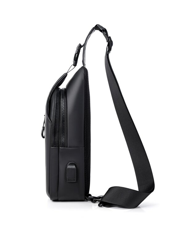 กระเป๋าคาดอกอเนกประสงค์สำหรับผู้ชาย, กระเป๋าคาดลำตัวสะพายไหล่น้ำหนักเบาสำหรับเดินทางเรียบง่ายชาร์จด้วย USB ขนาดใหญ่1ชิ้น