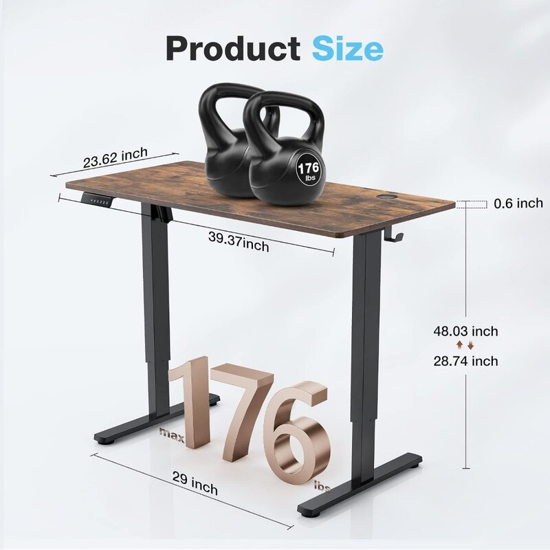 Meja berdiri listrik, 40x24 inci tinggi dapat disesuaikan listrik berdiri di meja komputer rumah kantor meja ergonomis