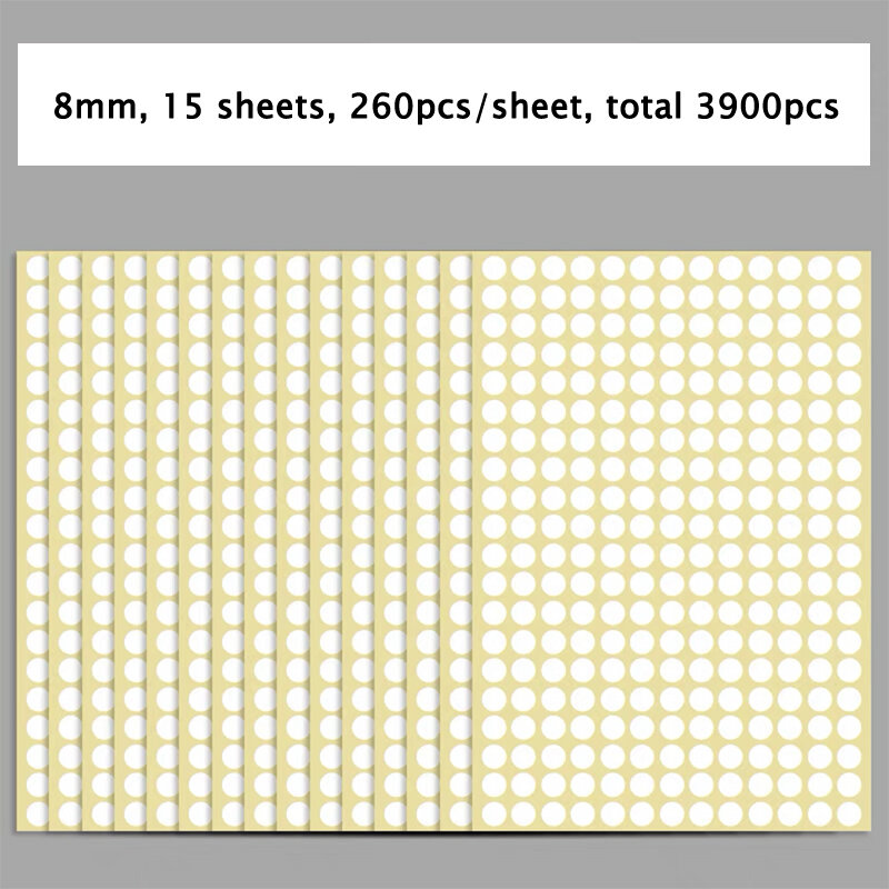 미니 원형 스폿 원형 밀봉 스티커 종이 접착 라벨, 컬러 도트 스티커, 접착 패키지 라벨 장식, 8mm, 3900 개