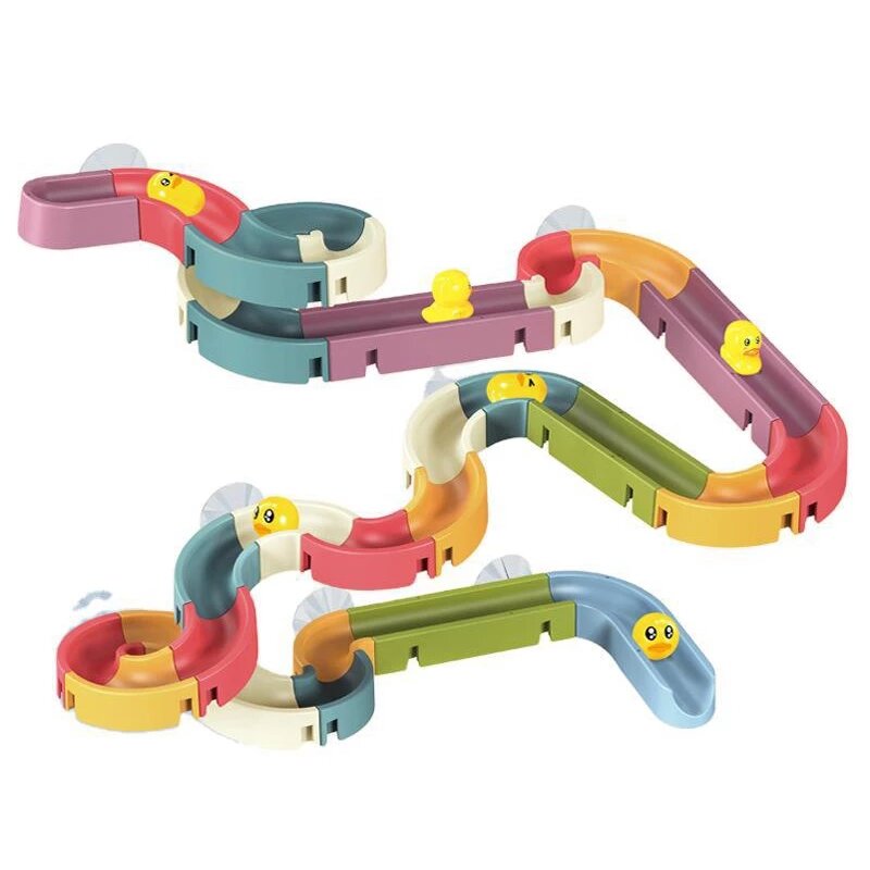 Mainan Mandi Anak-anak DIY Slide Dalam Ruangan Air Terjun Perakitan Trek Kuning Bebek Slot Mobil Kamar Mandi Bayi Mandi Bermain Air Permainan Mainan Set