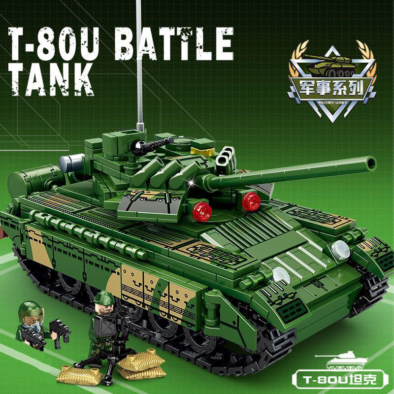 군용 차량 T-80 메인 배틀 탱크, 소련 미국 빌딩 블록, 2 차 세계 대전 육군 액션 피규어 브릭 키트, WW2 모델 어린이 장난감