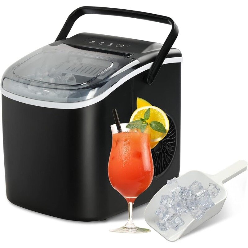 YSSOA Portable Ice Maker for Countertop, 6 Mins 9 Ice Cubes, 26lbs Ice/24H, Self-Cleaning, with Ice Spoon and Basket