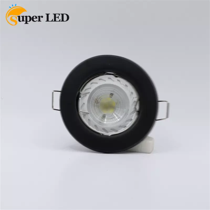 Recesso Rodada LED Metal Luz de teto, preto Downlight, Fixture Frame, Cut Hole, GU10, 60mm