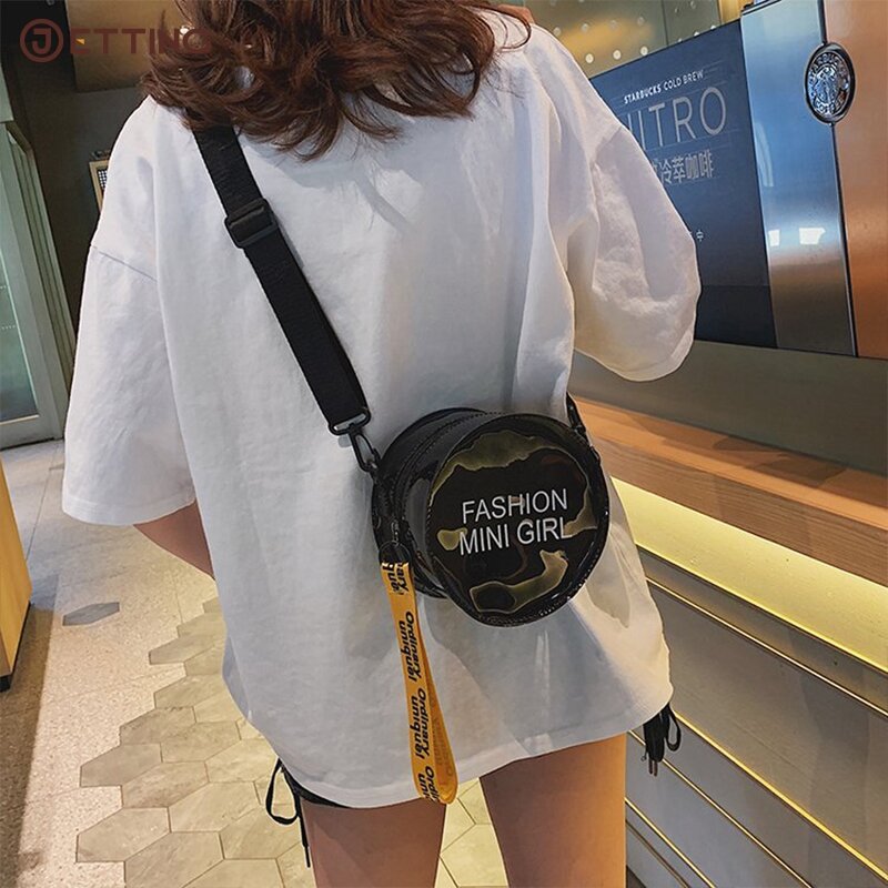 Bolsa de Ombro Crossbody PVC para Senhoras, Jelly Messenger Bag, saco cosmético impermeável, bolsa do telefone, letra, 1Pc