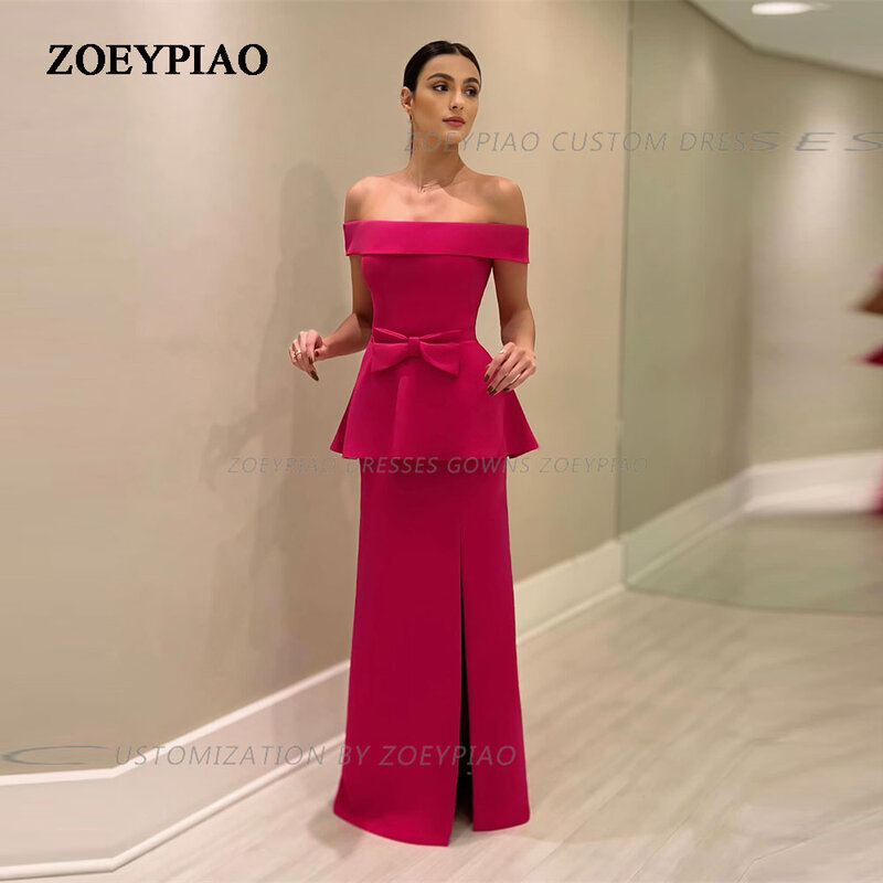 Formal Fuschia Dress Off Shoulder Party Dress Side Slit Strapless For Wedding Casual Special Occasion Dress Robe Soirée 2024