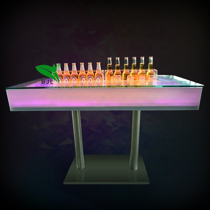 Custom, light up water bubble tabletop led restaurant dining tables