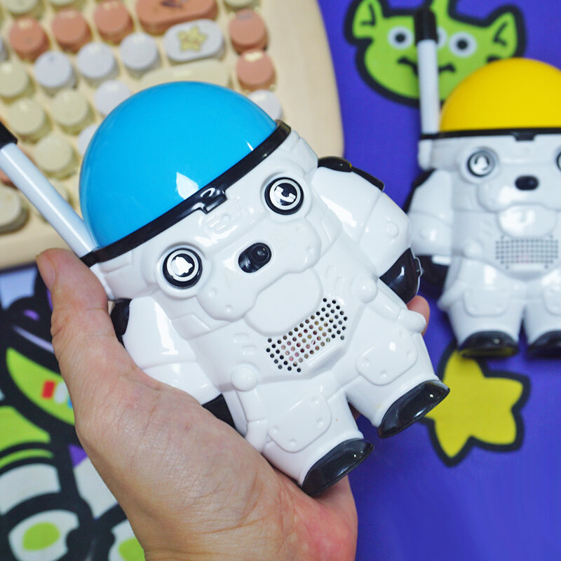 Walkie-talkie Spaceman de dessin animé pour enfants, portée de 1000M, jouet d'extérieur, cadeau de noël et d'anniversaire, 2 pièces