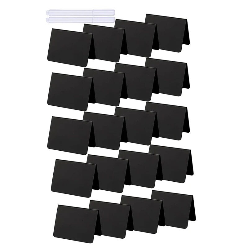 20 Pieces Mini Chalkboard Signs A-Shaped Chalkboard Tables Buffet Tags PVC Erasable Blackboards With White Chalk Markers