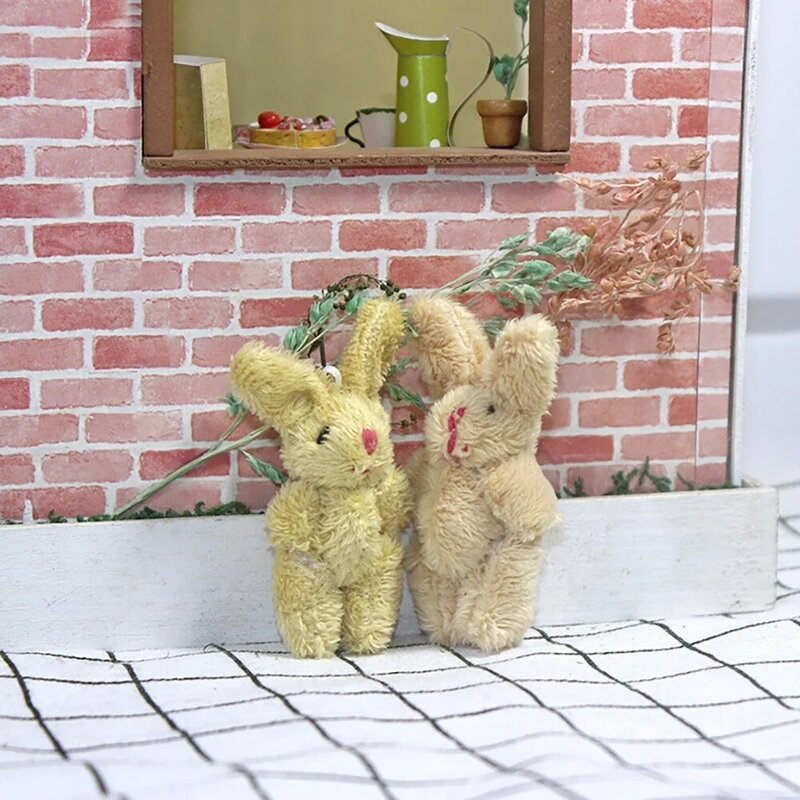 1Pcs 1/12 Doll House Miniature Plush Rabbit Simulation Animal Model Toy Mini Decoration Dollhouse Accessories