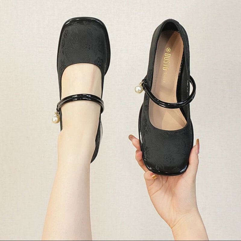 Новые Туфли Мэри Джейн на платформе в китайском ретро-стиле с вышитыми жемчужинами-красивые женские туфли