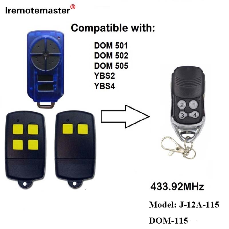 For DOMINATOR DOM 505 Garage Door Remote Control 433.92Mhz Rolling Code Garage Command Opener Remote