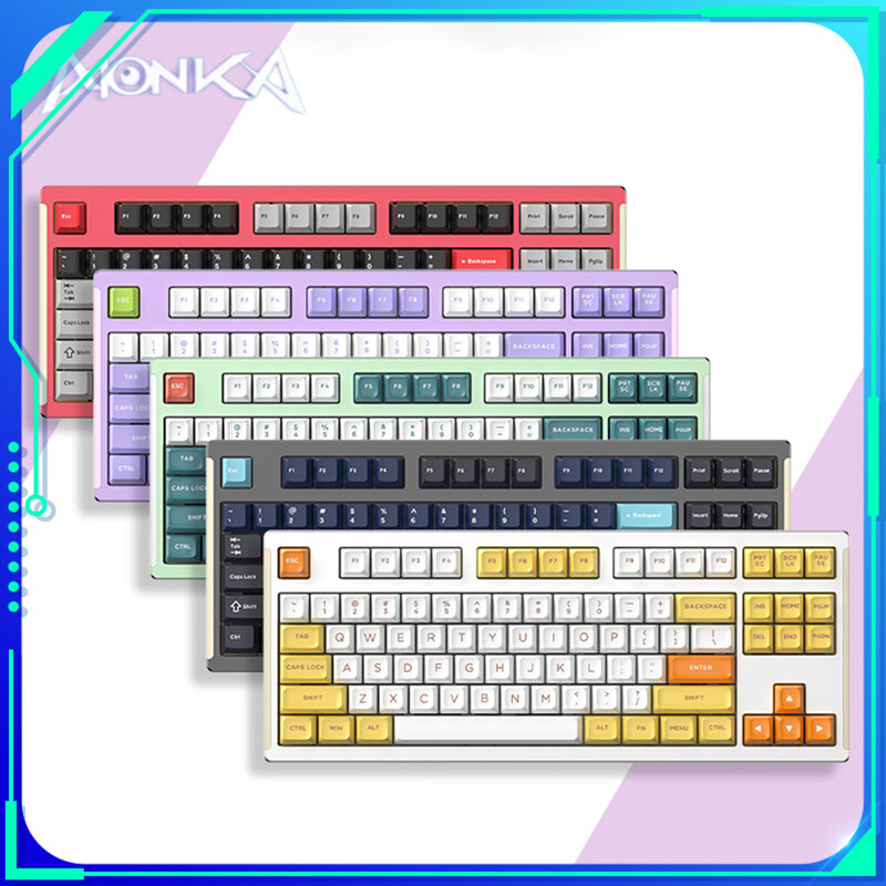 Monka-アルミニウム合金メカニカルキーボード6087,ダイナミックrgbゲーミングキーボード,ホットスイッチ,シール,低遅延,87キー,PC,ゲーマー用アクセサリー