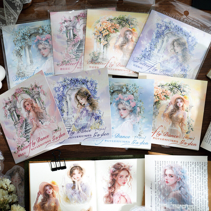 Paket stiker 30 lembar seri gadis impian buku tempel bahan dekorasi buku tempel seri anak Perempuan 125X105mm