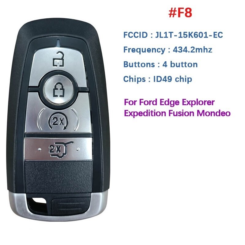 CN018109 per Ford Mondeo Fusion Mustang Cobra Raptor Lincoln FCC:M3N-A2C31243800 315/434/868/902MHZ chiave Smart Keyless Go