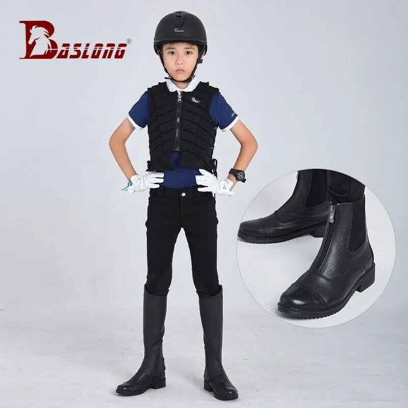 Botas equestres padrão para crianças, botas de cavaleiro profissional antiderrapante para equitação masculina