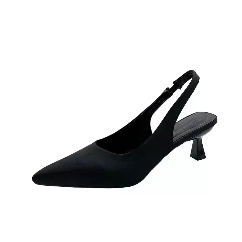 2024 primavera nuova moda donna tacchi alti Slip-on solido bocca poco profonda ufficio scarpe da donna Sexy sandali Slingback punta chiusa