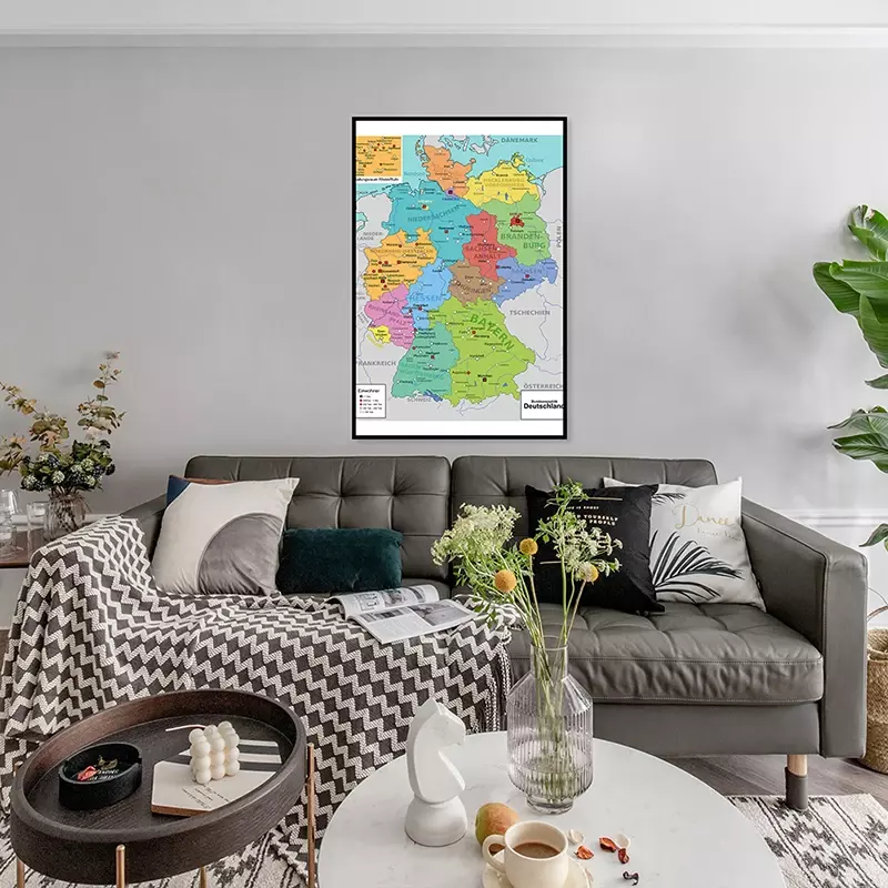 42*59cm mapa da parede da alemanha decorativo mapa em alemão sem moldura lona pintura arte cartaz sala de estar casa decoração da escola suprimentos