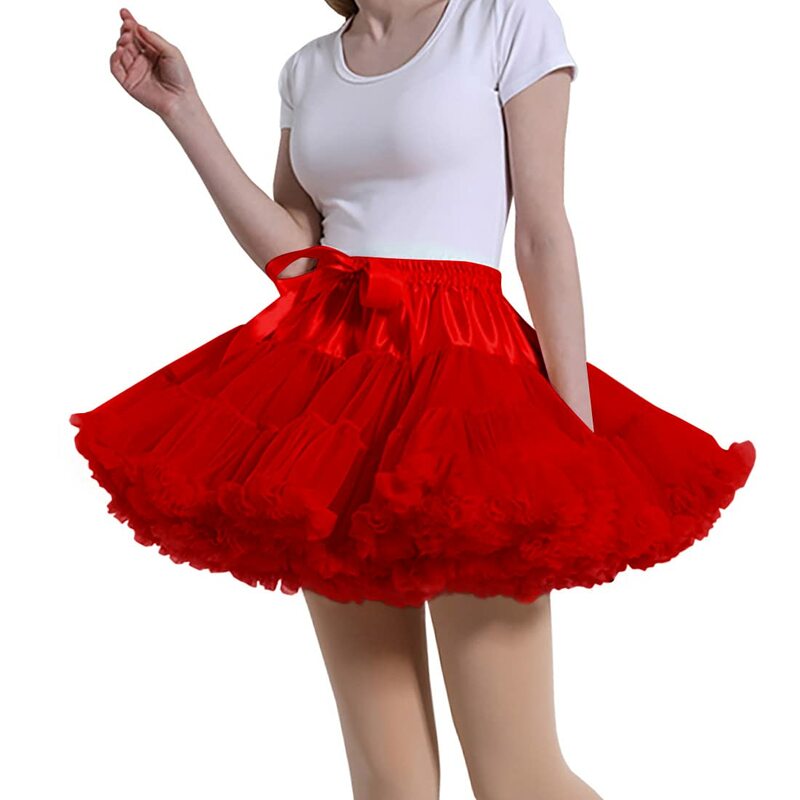 Rok Petticoat wanita dewasa, rok Tutu Puffy lapis, rok balet Tulle, Rok dalam kostum