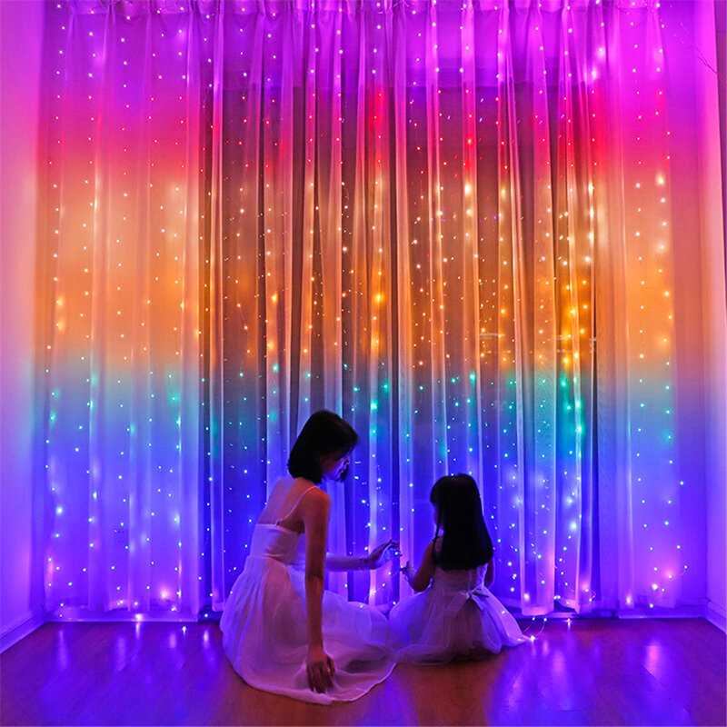 LED Màn Đèn Vòng Hoa Cổ Dây Đèn Ngày Lễ Chiếu Sáng Rainbow Cửa Sổ Đèn Cho Nhà Phòng Ngủ Trang Trí Giáng Sinh 2023