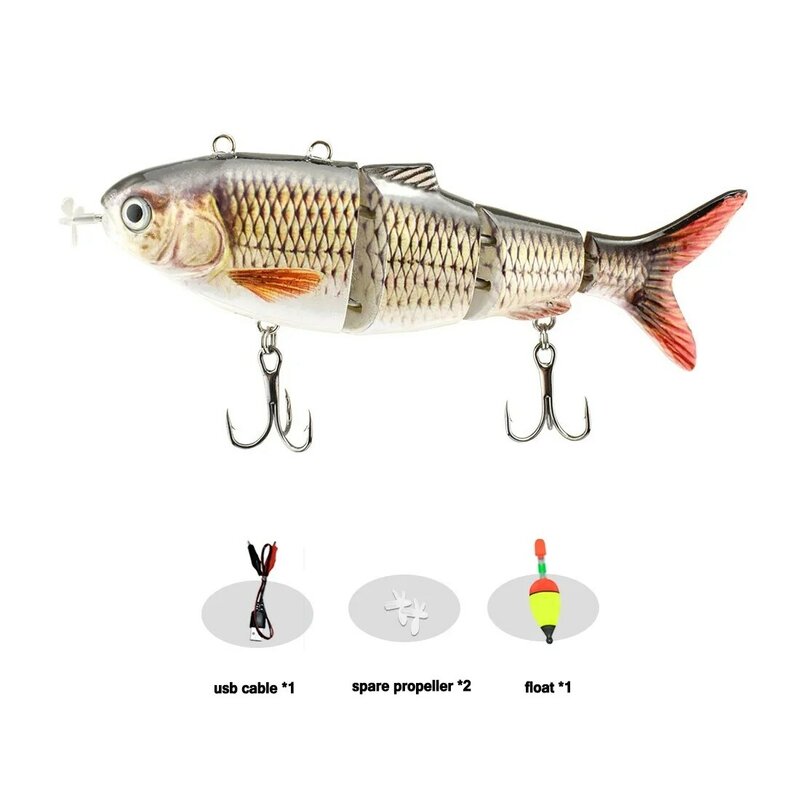 lure Robotic Swimming Lure USB Rechargeable LED Light Multi Jointed Swimbait Inteli Self-Propelling Electric Fishing Tackle