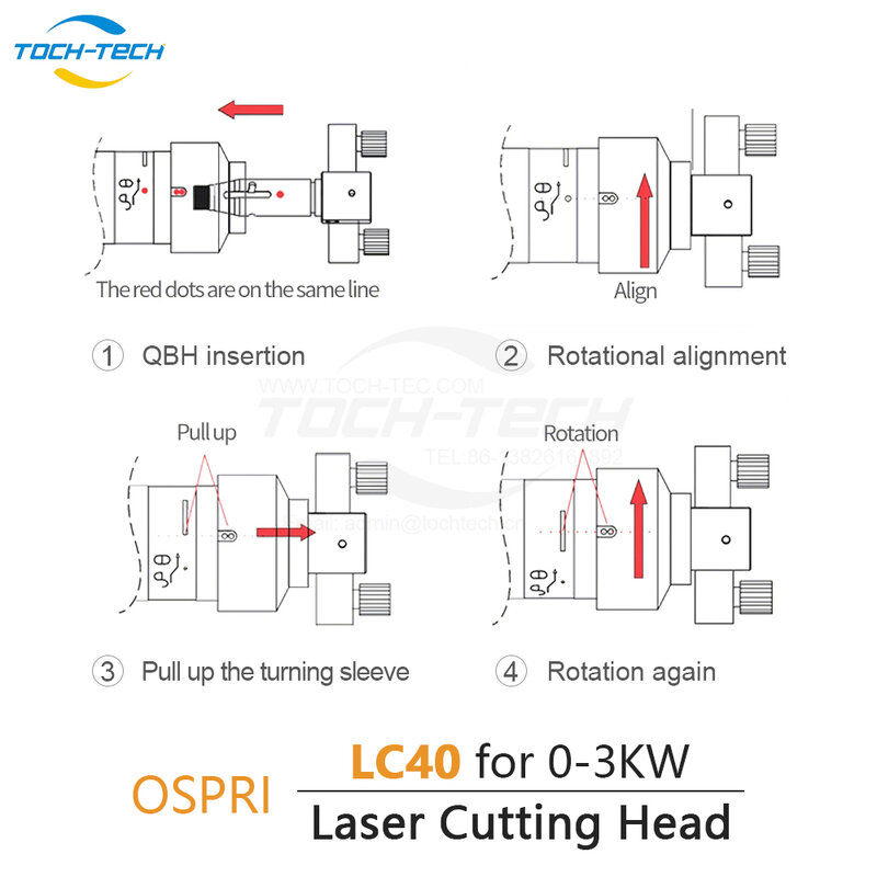 Cabezal de corte láser de enfoque automático, 0-3kW, QBH OSPRI LC20S LC40, cabezal de corte láser de fibra para máquina de corte láser