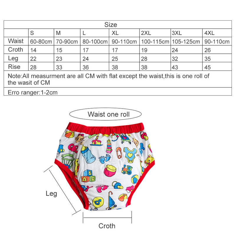 Waterproof Adult Baby Traning Pants DDLG Reusable Nappies Adult Aloth Diaper Potty Underweaer Panties With Milk Bottle Pattern
