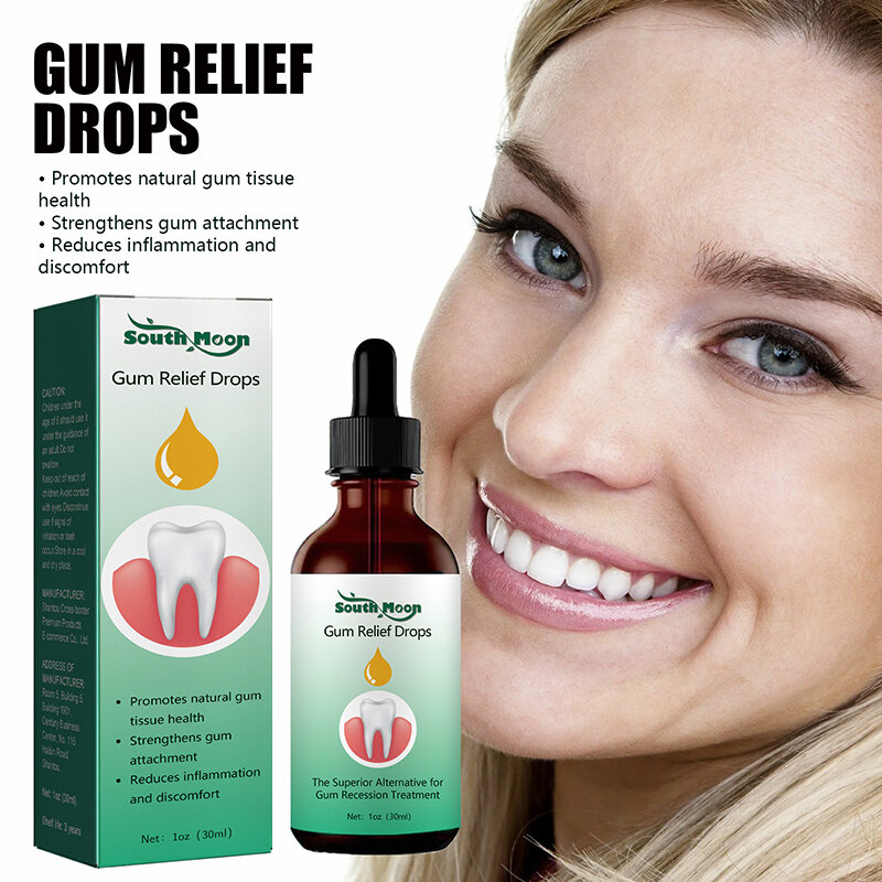 1PC South Moon Gum Regrowth Drops Relieve Mouth Periodontal Gum Pain Treatment Bad Breat Antibacteria Oral Clean Care 30ml