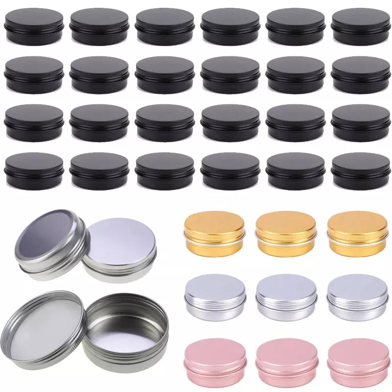 Latas de aluminio de colores con tapas, caja de lata de Metal para bálsamo labial, contenedores de té, 100 piezas, 5/10/15/20/30/50/60g