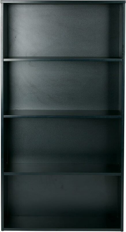 OSP Designs Prado 4-Shelf Bookcase with 3/4-Inch Shelves and 2 Adjustable/2 Fixed Shelves, 60-Inch, Black